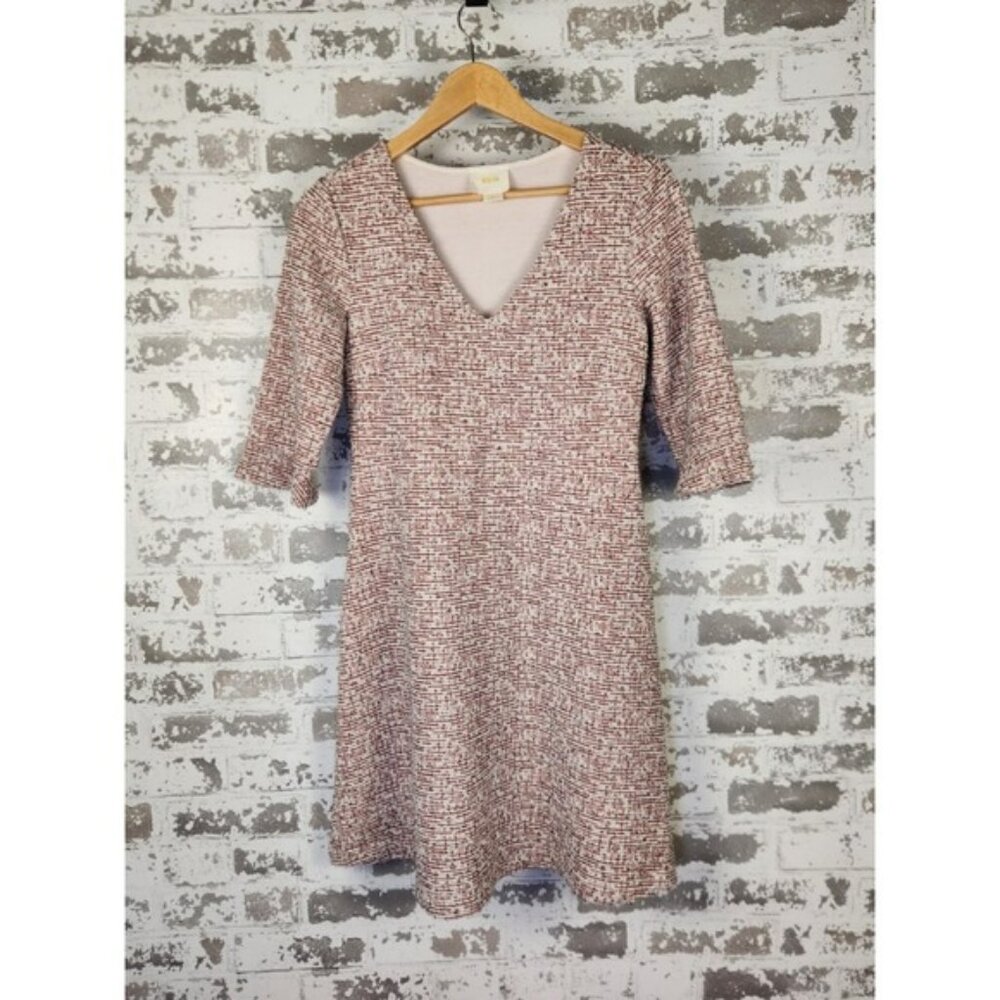 Anthropologie‎ Maeve Dress Size Small White Red Black Sweater V Neck